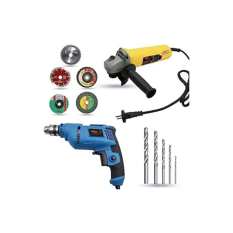 Walkers 800W Angle Grinder 500W 10mm Drill Machine 5 Pcs Wheel 5 Pcs Drill Bits Combo WKCB438 image-2