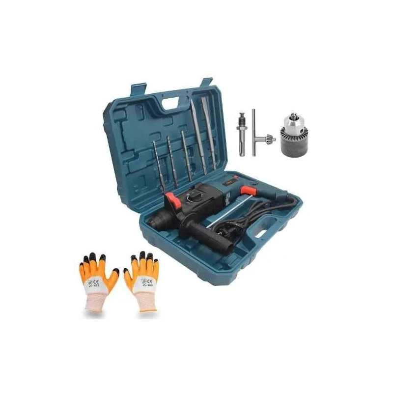 Walkers 1200W 26mm Rotary Hammer Drill WKFC018 with 5 Bits Gloves 13mm Chuck Carry Case image-5