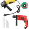 Walkers 800W Angle Grinder 700W 13mm Drill Machine Grinding Wheel and 5 Pcs Drill Bits Combo WKCB413