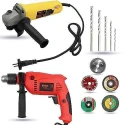 Walkers 800W Angle Grinder 700W 13mm Drill Machine Grinding Wheel 9 Pcs Drill Bits Combo WKCB431 image-1