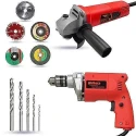 Walkers 800W Angle Grinder 500W 10mm Drill Machine 5 Pcs Wheel 5 Pcs Drill Bits Combo WKCB442 image-1