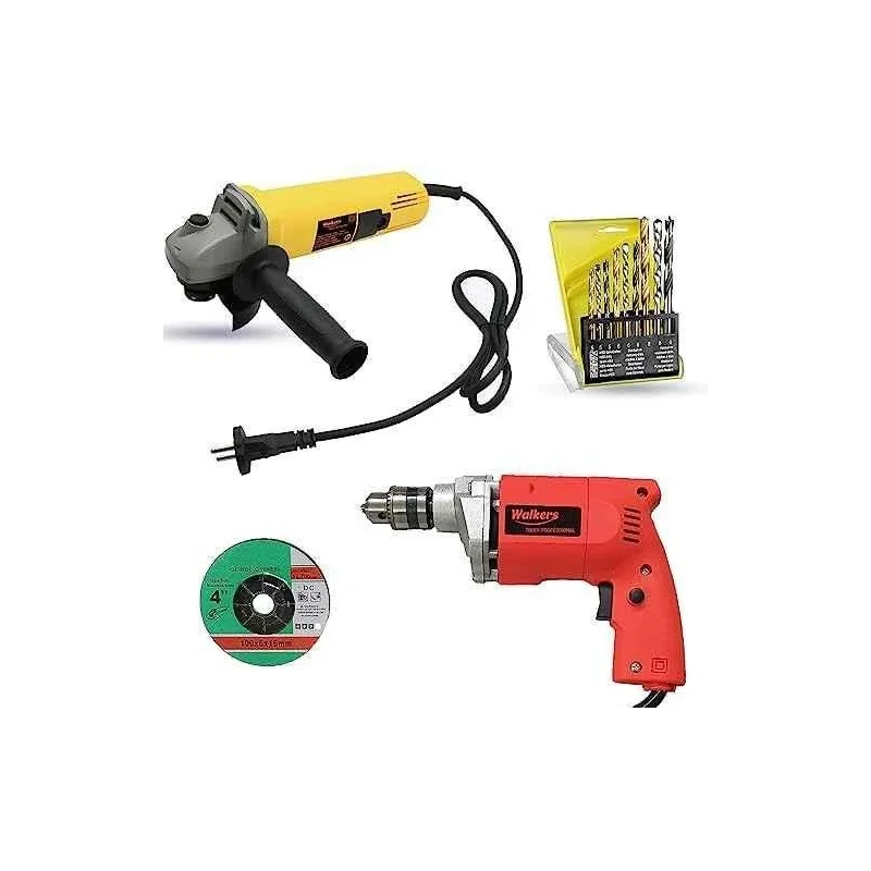 Walkers 800W Angle Grinder 500W 10mm Drill Machine Grinding Wheel 9 Pcs Drill Bits Combo WKCB427 image-1