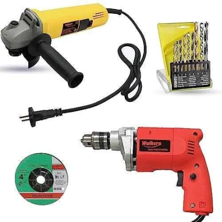 Walkers 800W Angle Grinder 500W 10mm Drill Machine Grinding Wheel 9 Pcs Drill Bits Combo WKCB427 image-1
