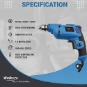 Walkers 800W Angle Grinder 500W 10mm Drill Machine Grinding Wheel and 5 Pcs Drill Bits Combo WKCB420 image-3