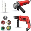Walkers 800W Angle Grinder 700W 13mm Drill Machine 5 Pcs Wheel 5 Pcs Drill Bits Combo WKCB434 image-2