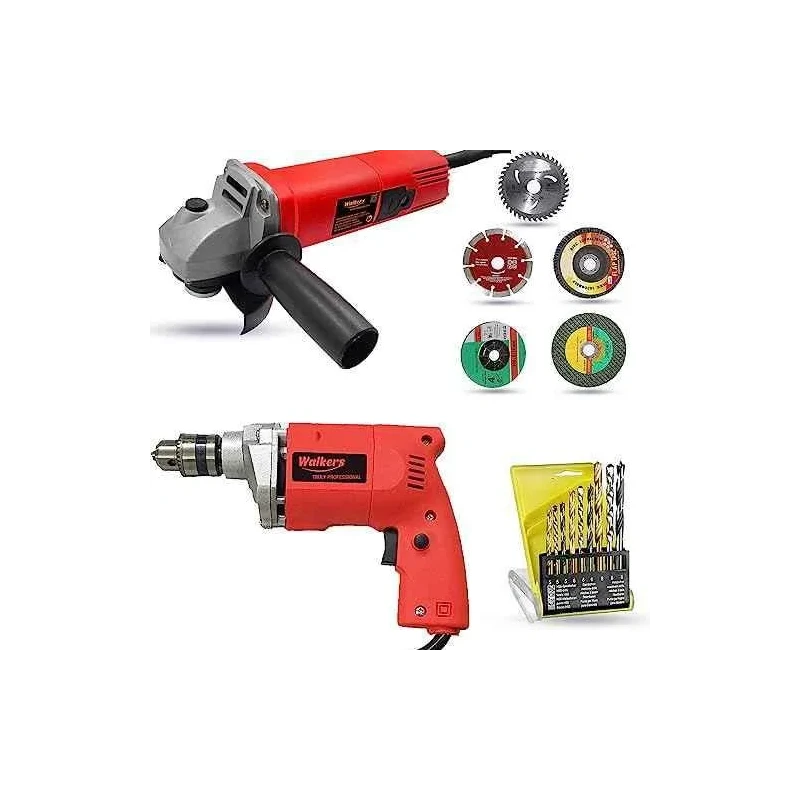 Walkers 800W Angle Grinder 500W 10mm Drill Machine 5 Pcs Wheel 9 Pcs Drill Bits Combo WKCB448 image-6