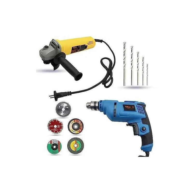 Walkers 800W Angle Grinder 500W 10mm Drill Machine 5 Pcs Wheel 5 Pcs Drill Bits Combo WKCB432 image-3