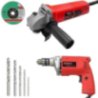 Walkers 800W Angle Grinder 500W 10mm Drill Machine Grinding Wheel and 5 Pcs Drill Bits Combo WKCB424