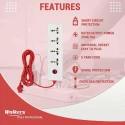 Walkers 4 Socket 1 Switch White Red Power Extension Board WKCB191 with Electrical Tape image-2