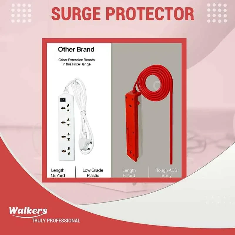 Walkers 4 Socket 1 Switch White Red Power Extension Board WKCB191 with Electrical Tape image-4