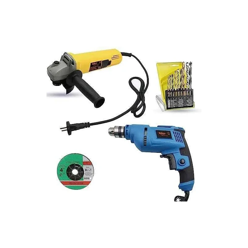 Walkers 800W Angle Grinder 700W 10mm Drill Machine Grinding Wheel and 9 Pcs Drill Bits Combo WKCB426 image-3