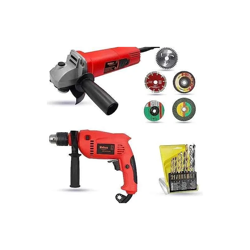 Walkers 800W Angle Grinder 700W 13mm Drill Machine 5 Pcs Wheel 9 Pcs Drill Bits Combo WKCB446 image-3