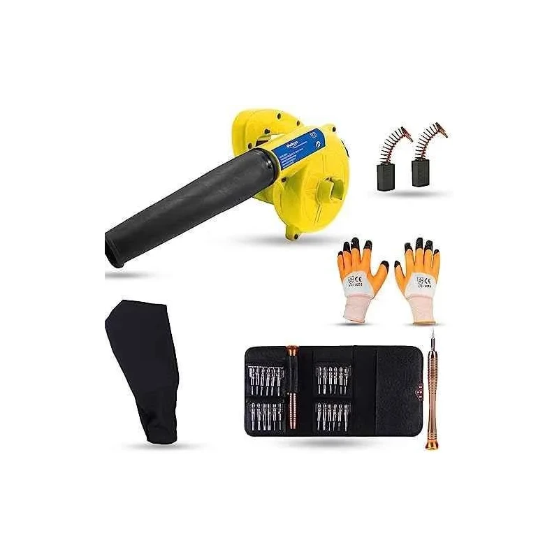 Walkers 800W Plastic Yellow Electric Air Blower WKCB295 with Carbon Brushes Gloves 25 in 1 Screwdriver image-4