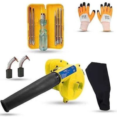 Walkers 800W Plastic Yellow Air Blower WKCB293 Carbon Brushes Gloves 5 in 1 Screwdriver image-2