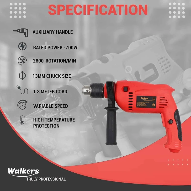 Walkers 700W 13mm Drill Machine and 5-in-1 Combination Screwdriver Combo WKCB177 image-3