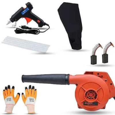 Walkers 800W Plastic Yellow Electric Air Blower WKCB302 with Carbon Brushes Gloves Glue Gun 5 Pcs Glue Sticks image-3