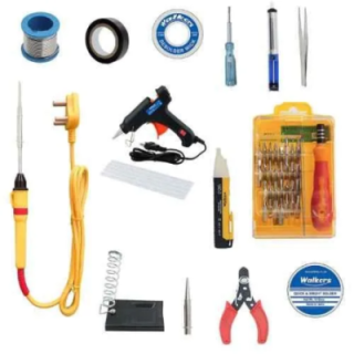 Walkers 15 Pcs 25W Soldering Iron Kit WKCB101 with Glue Gun Voltage Tester Combo image-4