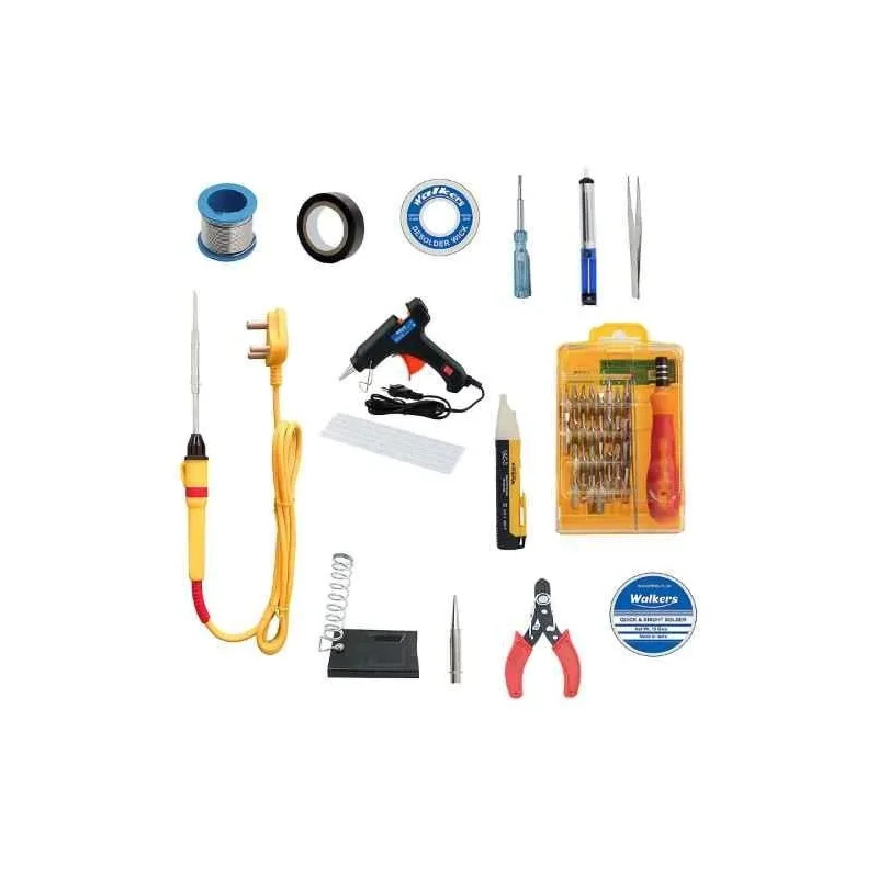 Walkers 15 Pcs 25W Soldering Iron Kit WKCB101 with Glue Gun Voltage Tester Combo image-4