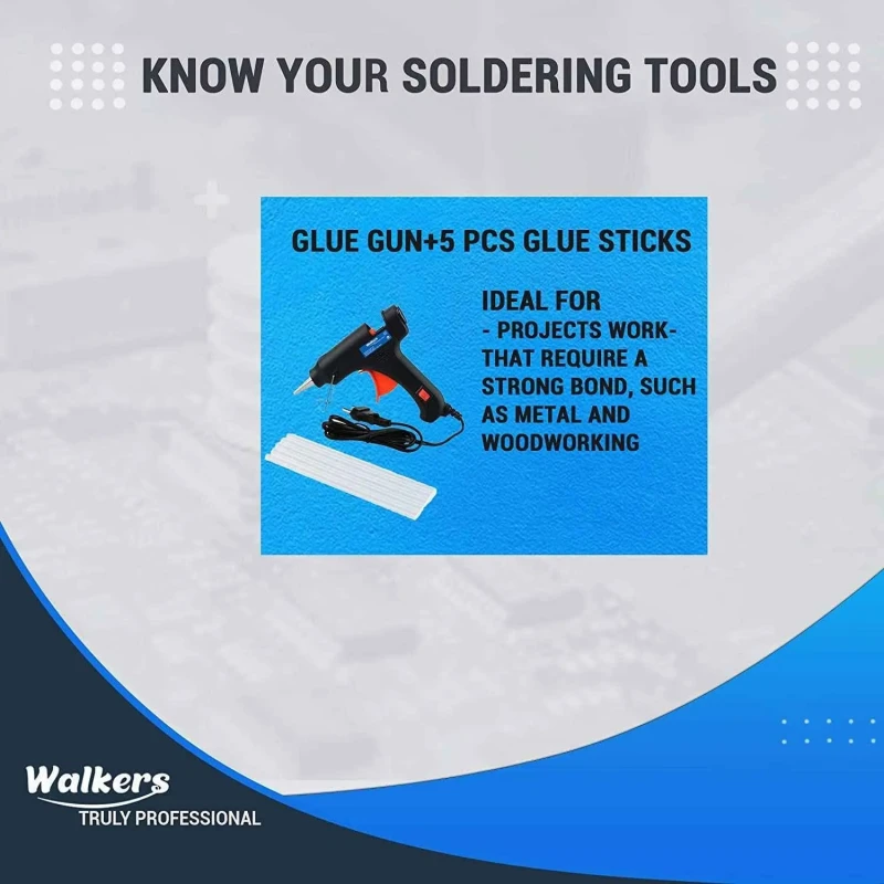 Walkers 15 Pcs 25W Soldering Iron Kit WKCB101 with Glue Gun Voltage Tester Combo image-7