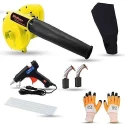 Walkers 800W Plastic Yellow Electric Air Blower with Carbon Brushes Gloves Glue Gun 5 Pcs Glue Sticks WKCB283 image-4