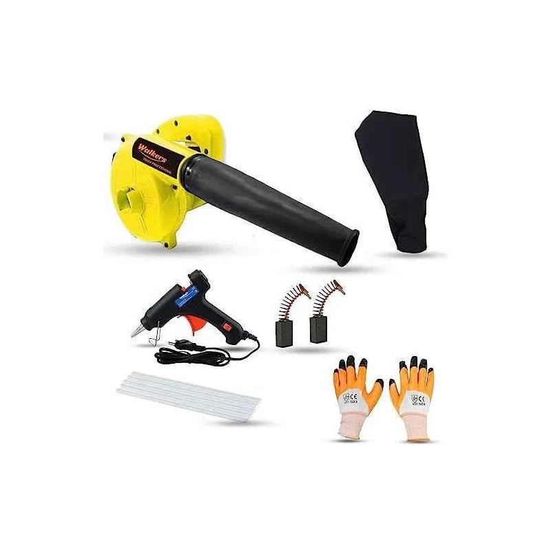 Walkers 800W Plastic Yellow Electric Air Blower with Carbon Brushes Gloves Glue Gun 5 Pcs Glue Sticks WKCB283 image-4