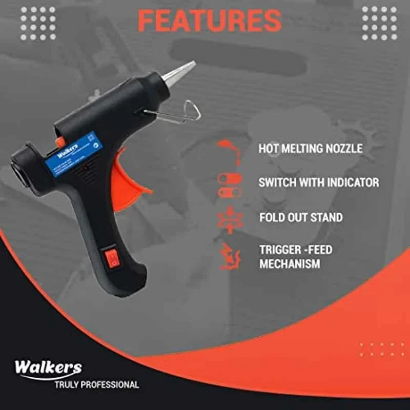Walkers 800W Plastic Blue Electric Air Blower with Carbon Brushes Gloves Glue Gun 5 Pcs Glue Sticks WKCB205 image-3