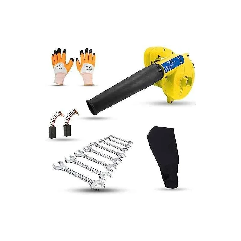 Walkers 800W Plastic Yellow Electric Air Blower with Carbon Brushes Gloves 8 Pcs Double Open End Wrench WKCB301 image-1