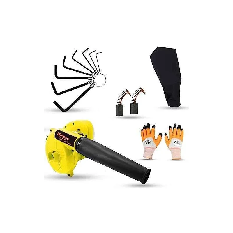 Walkers 800W Plastic Yellow Electric Air Blower WKCB285 with Carbon Brushes Gloves 8 Pcs Allen Key image-3