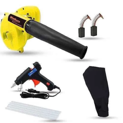 Walkers 800W Plastic Yellow Electric Air Blower WKCB225 with Carbon Brushes Gloves Glue Gun 5 Pcs Glue Sticks image-1