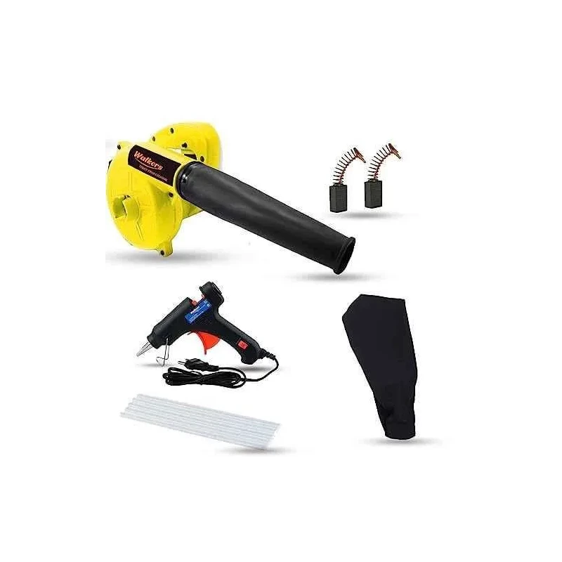 Walkers 800W Plastic Yellow Electric Air Blower WKCB225 with Carbon Brushes Gloves Glue Gun 5 Pcs Glue Sticks image-1