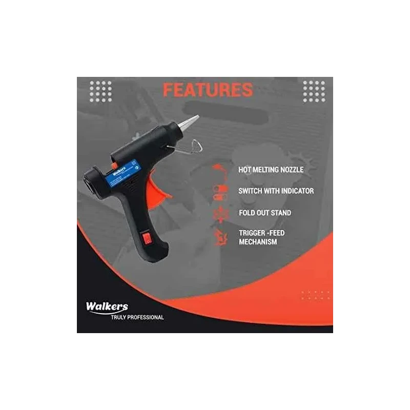 Walkers 800W Plastic Yellow Electric Air Blower WKCB225 with Carbon Brushes Gloves Glue Gun 5 Pcs Glue Sticks image-3