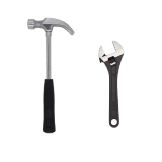 Walkers 10.5 inch Carbon Steel Claw Hammer WKCB165 with 8 inch Adjustable Wrench Combo image-1