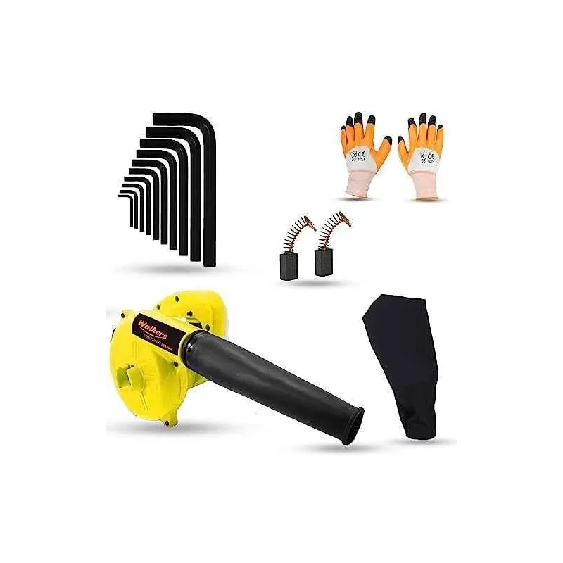 Walkers 800W Plastic Yellow Electric Air Blower WKCB286 with Carbon Brushes Gloves 10 Pcs Allen Key image-2