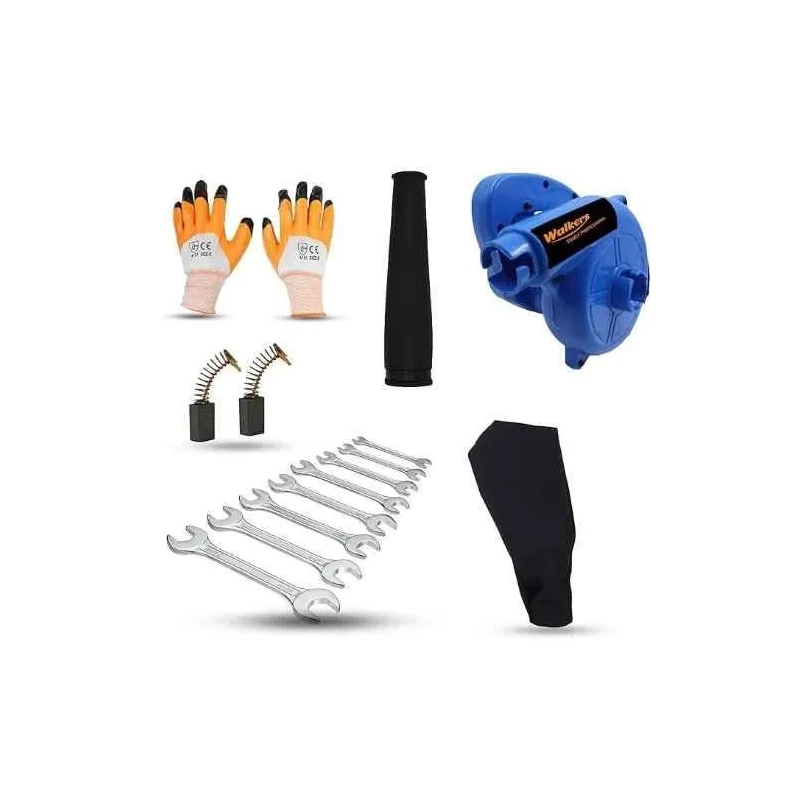 Walkers 800W Plastic Blue Electric Air Blower WKCB282 with Carbon Brushes Gloves 8 Pcs Double Open End Wrench image-2