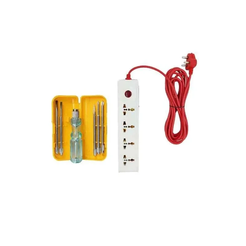 Walkers 4 Socket 1 Switch White Red Power Extension Board WKCB193 with 5-in-1 Screwdriver image-2