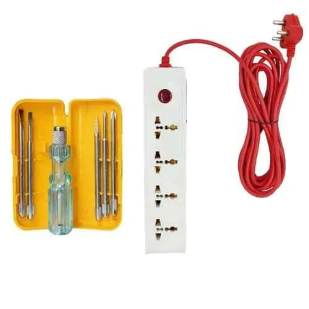 Walkers 4 Socket 1 Switch White Red Power Extension Board WKCB193 with 5-in-1 Screwdriver image-2