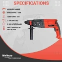 Walkers 1200W Forward Reverse Rotation Hammer Impact Drill Machine WKCB377 with 5 Pcs SDS Plus Bit Measuring Tape image-5