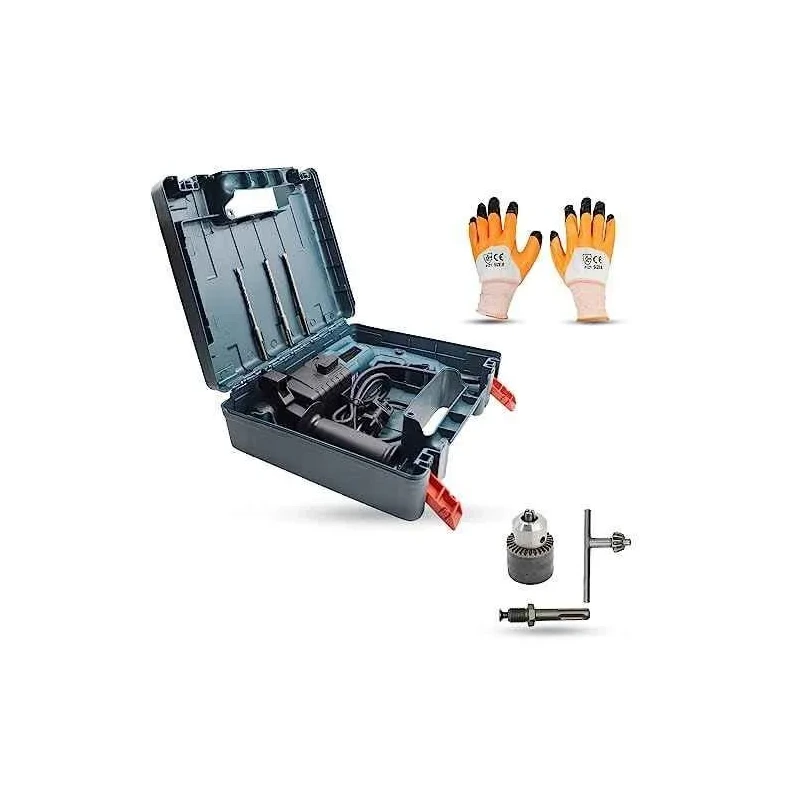 Walkers 750W Forward Reverse Rotation Hammer Impact Drill Machine WKCB334 with 3 Bits Drill Chuck SDS Adapter Gloves image-1