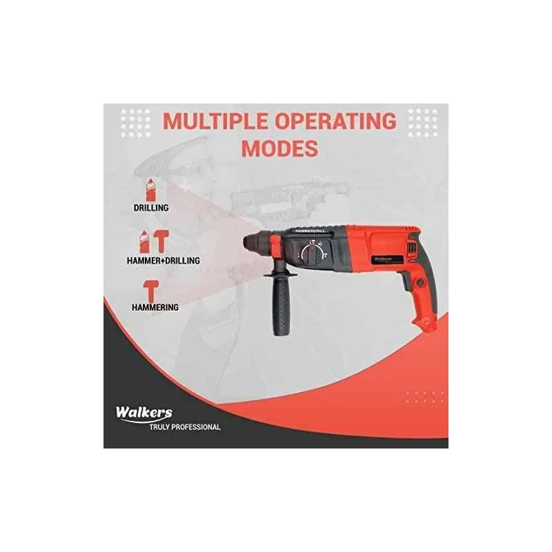 Walkers 1200W Forward Reverse Rotation Hammer Impact Drill Machine WKCB381 with 5 Pcs SDS Plus Bit 5 in 1 Screwdriver image-5