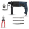 Walkers 750W Forward Reverse Rotation Hammer Drill WKCB337 with 3 Bits, Drill Chuck, SDS Adapter, 8 inch Plier