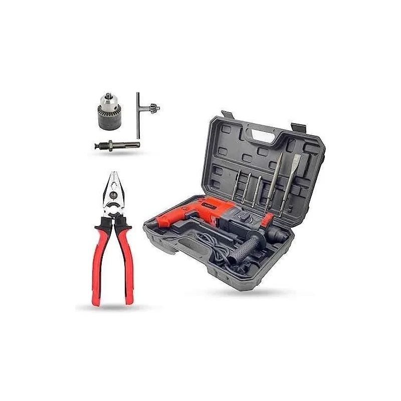 Walkers 1200W Forward Reverse Rotation Hammer Impact Drill WKCB391 with 5 Pcs SDS Plus Bit 8 inch Plier image-3