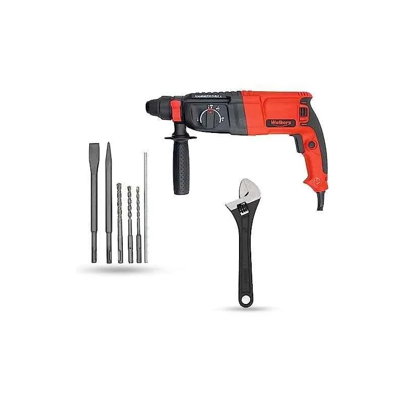 Walkers 1200W Forward Reverse Rotation Hammer Impact Drill WKCB386 with 5 Pcs SDS Plus Bit 8 inch Adjustable Wrench image-5