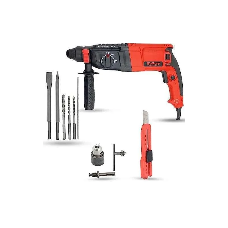 Walkers 1200W Forward Reverse Rotation Hammer Impact Drill WKCB398 with 5 Pcs SDS Plus Bit Utility Knife image-2