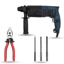 Walkers 750W Forward Reverse Rotation Hammer Impact Drill WKCB324 with 3 Bits 8 inch Plier image-4