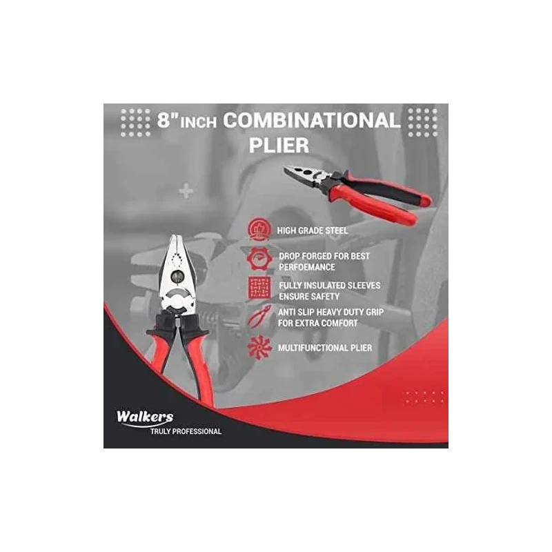 Walkers 1200W Forward Reverse Rotation Hammer Impact Drill WKCB378 with 5 Pcs SDS Plus Bit 8 inch Plier image-2