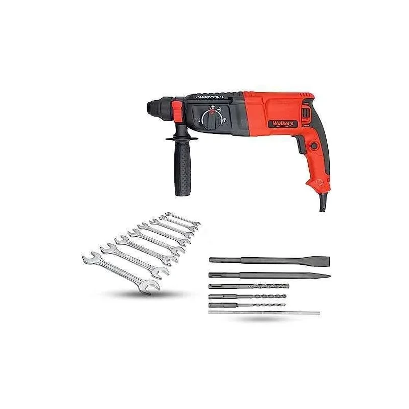 Walkers 1200W Forward Reverse Rotation Hammer Impact Drill WKCB387 with 5 Pcs SDS Plus Bit 8 Pcs Double Open End Wrench image-2