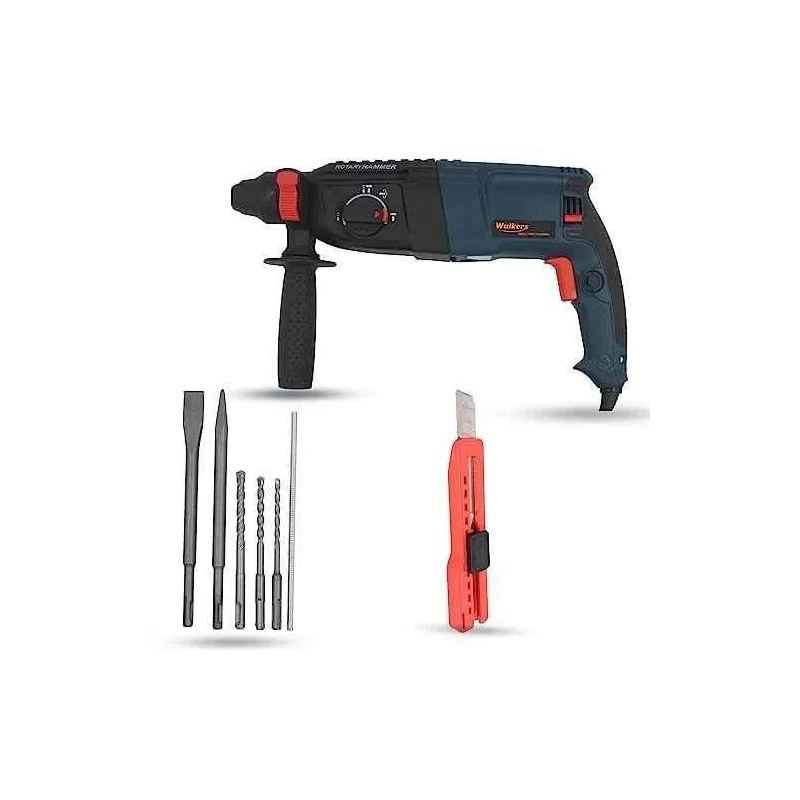 Walkers 1200W Forward Reverse Rotation Hammer Impact Drill WKCB358 with 5 Pcs SDS Plus Bit Utility Knife image-1