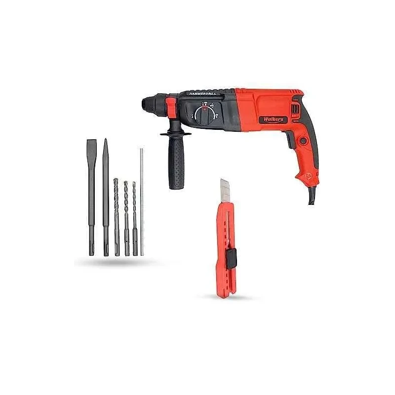 Walkers 1200W Forward Reverse Rotation Hammer Impact Drill WKCB385 with 5 Pcs SDS Plus Bit Utility Knife image-4