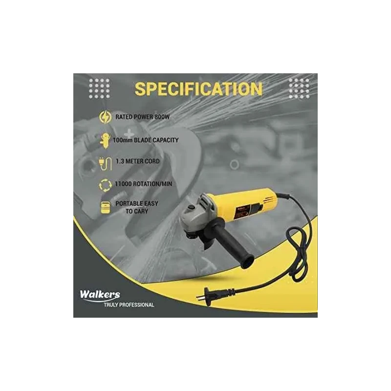 Walkers 800W 4 inch Angle Grinder WKCB457 with Grinding Wheel Wire Cutter image-3