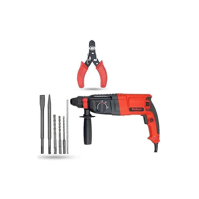 Walkers 1200W Forward Reverse Rotation Hammer Impact Drill WKCB384 with 5 Pcs SDS Plus Bit Wire Cutter image-1